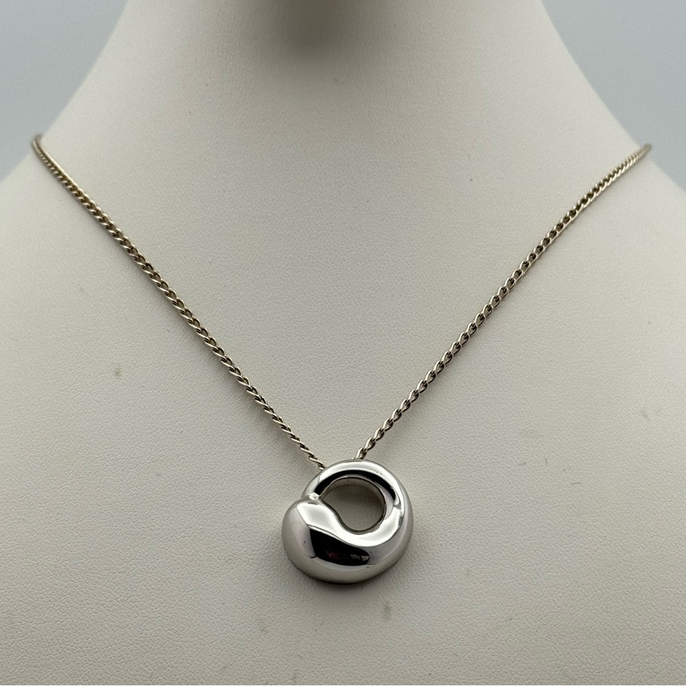 Minimalist Sterling Silver Pendant Necklace | Modern Sculptural Open Circle